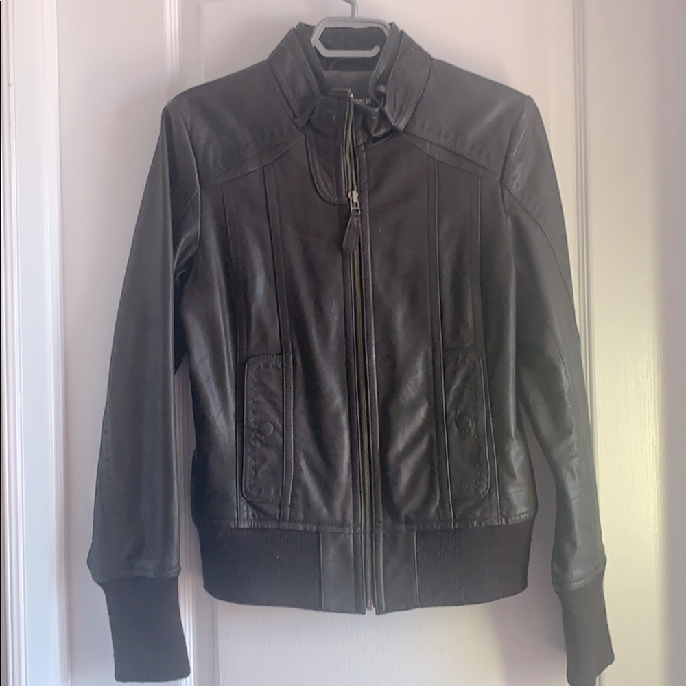 Brown Danier Leather Jacket with Fabric Lining - S
